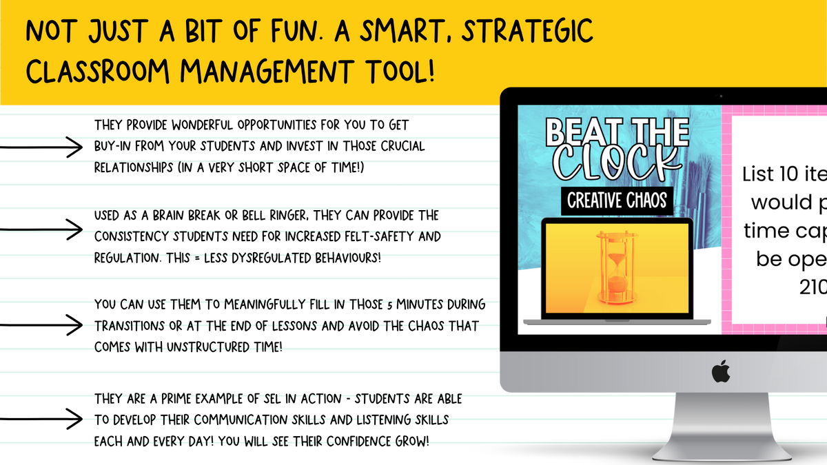 Beat the Clock! | 250 prompts for Bell Ringers, Brain Breaks, Morning Work +MORE