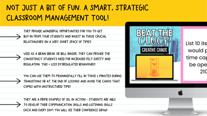 Beat the Clock! | 250 prompts for Bell Ringers, Brain Breaks, Morning Work +MORE