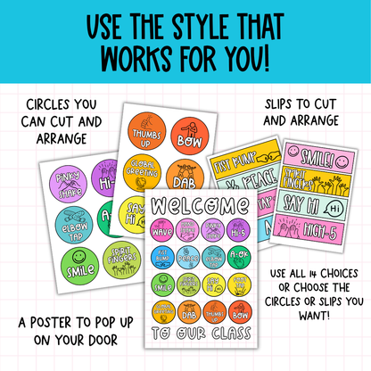 Morning Greetings Choice Posters. Positive Entry Routine for Upper Primary, Middle and High