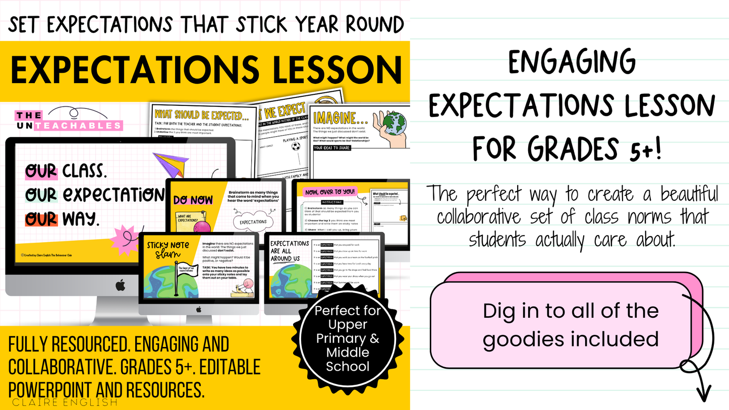 Full Expectations Lesson: Back to School Classroom Behaviour Management & Culture Setting. Establish Norms Middle & High
