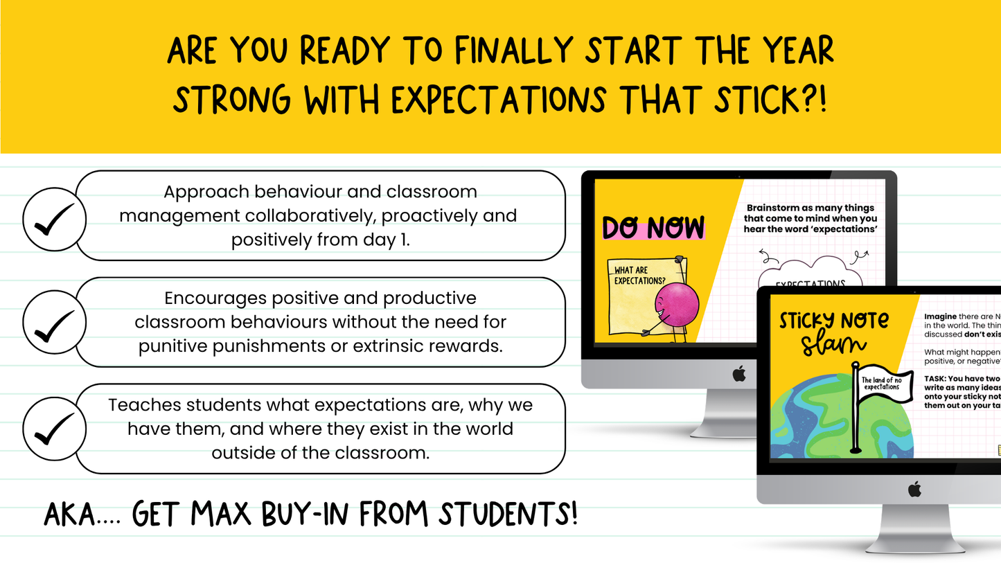 Full Expectations Lesson: Back to School Classroom Behaviour Management & Culture Setting. Establish Norms Middle & High