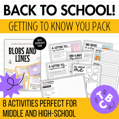 Back to School Getting to Know You Pack: 8 First Day Middle / High Activities