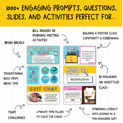 The Brain Break MEGA Bundle | 1000+ Engaging Questions, Activities, Slides and Prompts