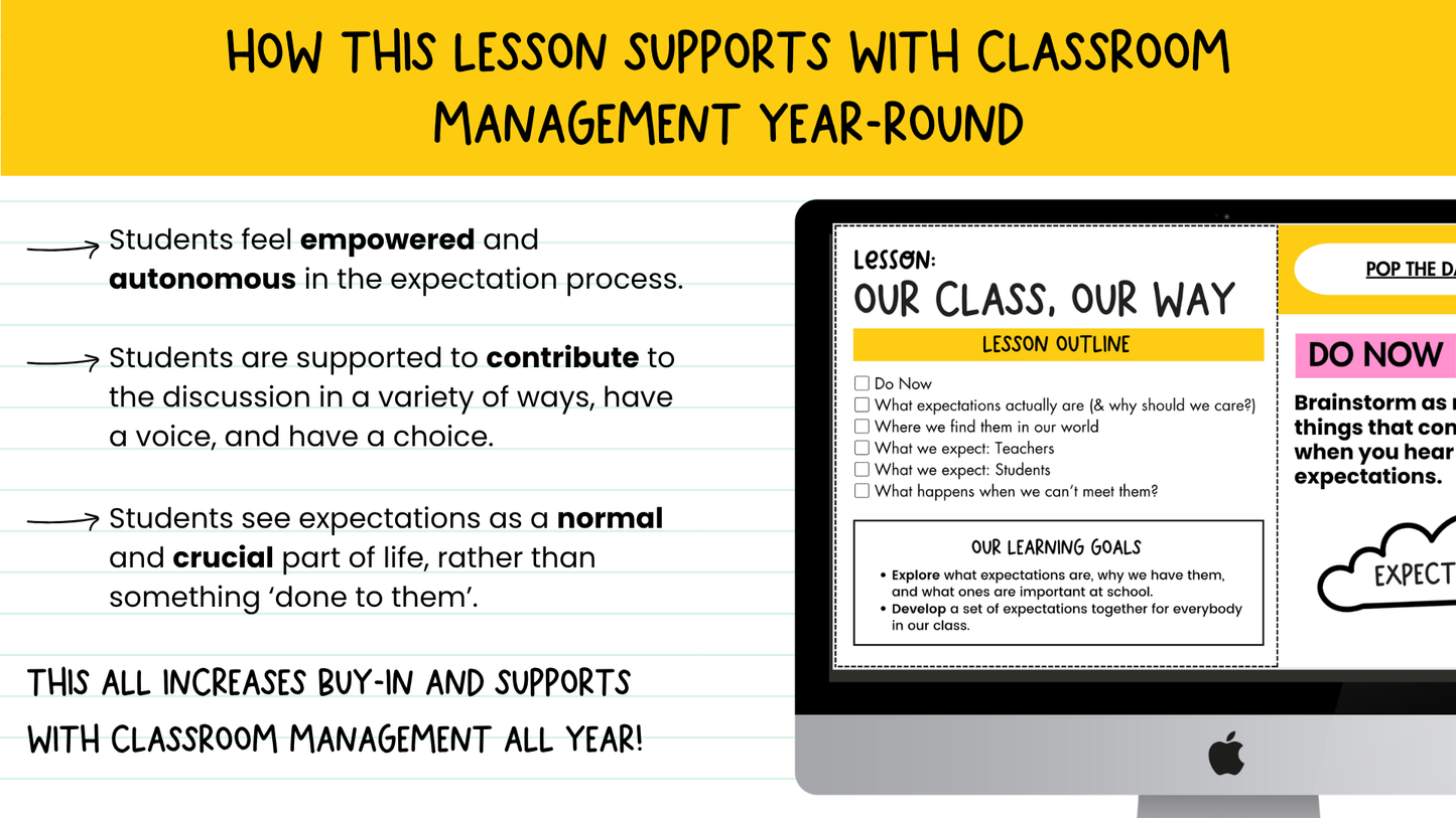 Full Expectations Lesson: Back to School Classroom Behaviour Management & Culture Setting. Establish Norms Middle & High