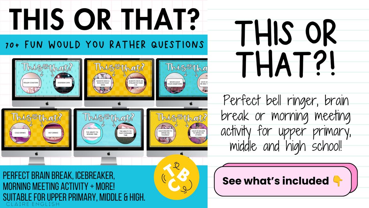 This or That?! 112 Would You Rather Questions | Brain Breaks & Bell Ringers