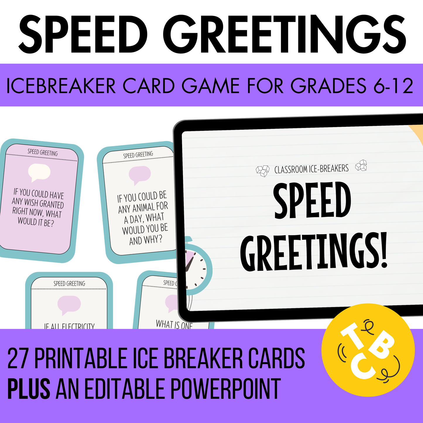 Speed Greetings Card Game: Back to School Icebreaker Activity and Brain Breaks