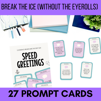 Speed Greetings Card Game: Back to School Icebreaker Activity and Brain Breaks