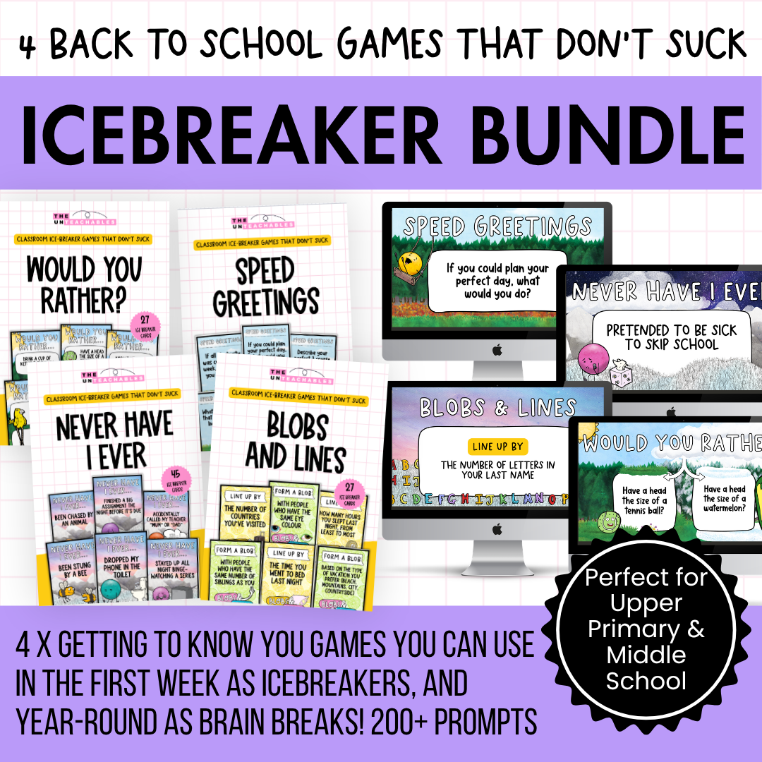 Back to School Icebreaker Bundle: 4 Card Games for First Day and Brain Breaks. Perfect for Upper Primary, Middle & High!
