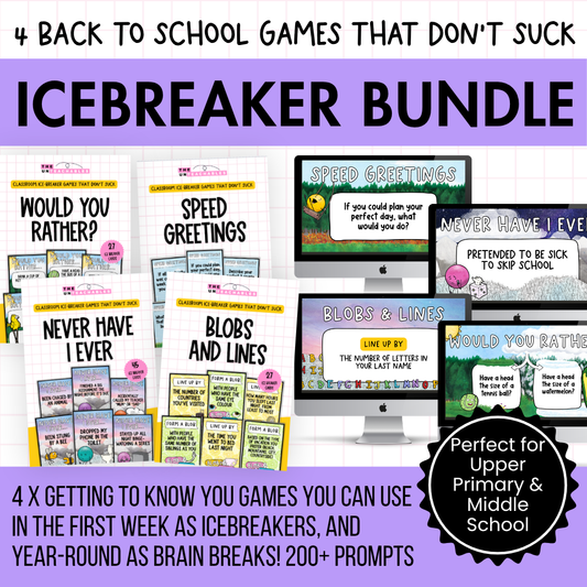 Back to School Icebreaker Bundle: 4 Card Games for First Day and Brain Breaks. Perfect for Upper Primary, Middle & High!