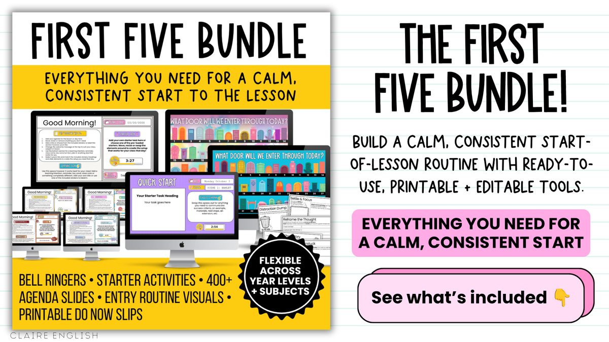THE FIRST 5 BUNDLE! | Bell Ringers, Do Nows, Agenda Slides & Entry Routines