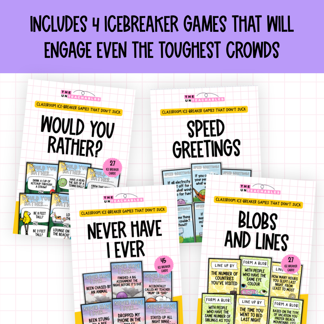 Back to School Icebreaker Bundle: 4 Card Games for First Day and Brain Breaks. Perfect for Upper Primary, Middle & High!
