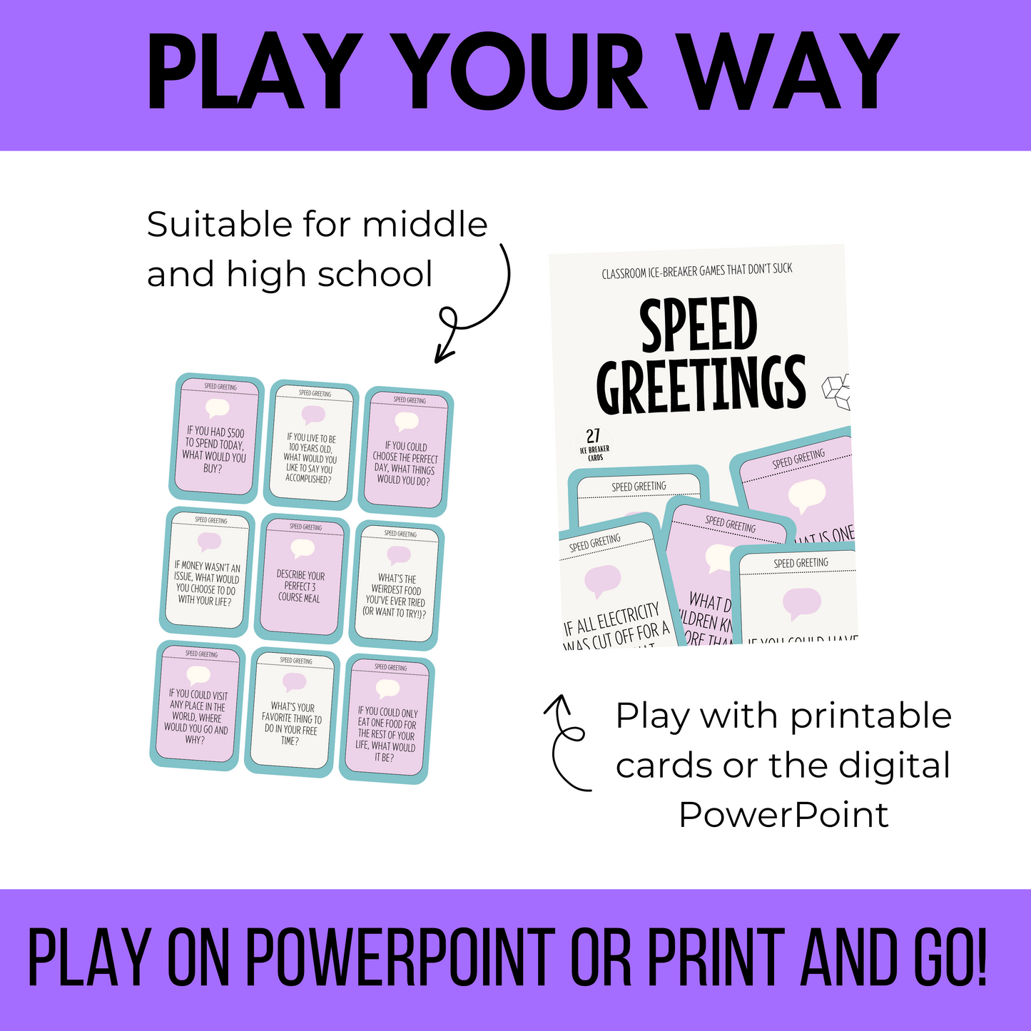 Speed Greetings Card Game: Back to School Icebreaker Activity and Brain Breaks