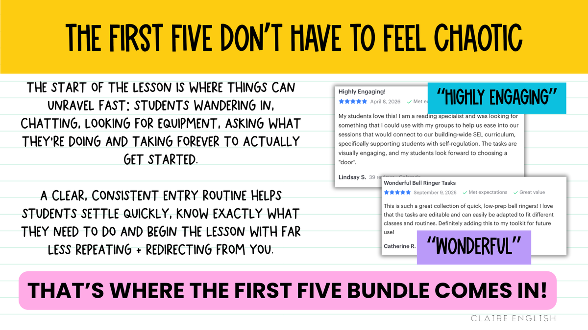 THE FIRST 5 BUNDLE! | Bell Ringers, Do Nows, Agenda Slides & Entry Routines