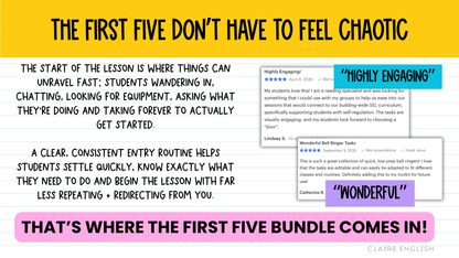 THE FIRST 5 BUNDLE! | Bell Ringers, Do Nows, Agenda Slides & Entry Routines