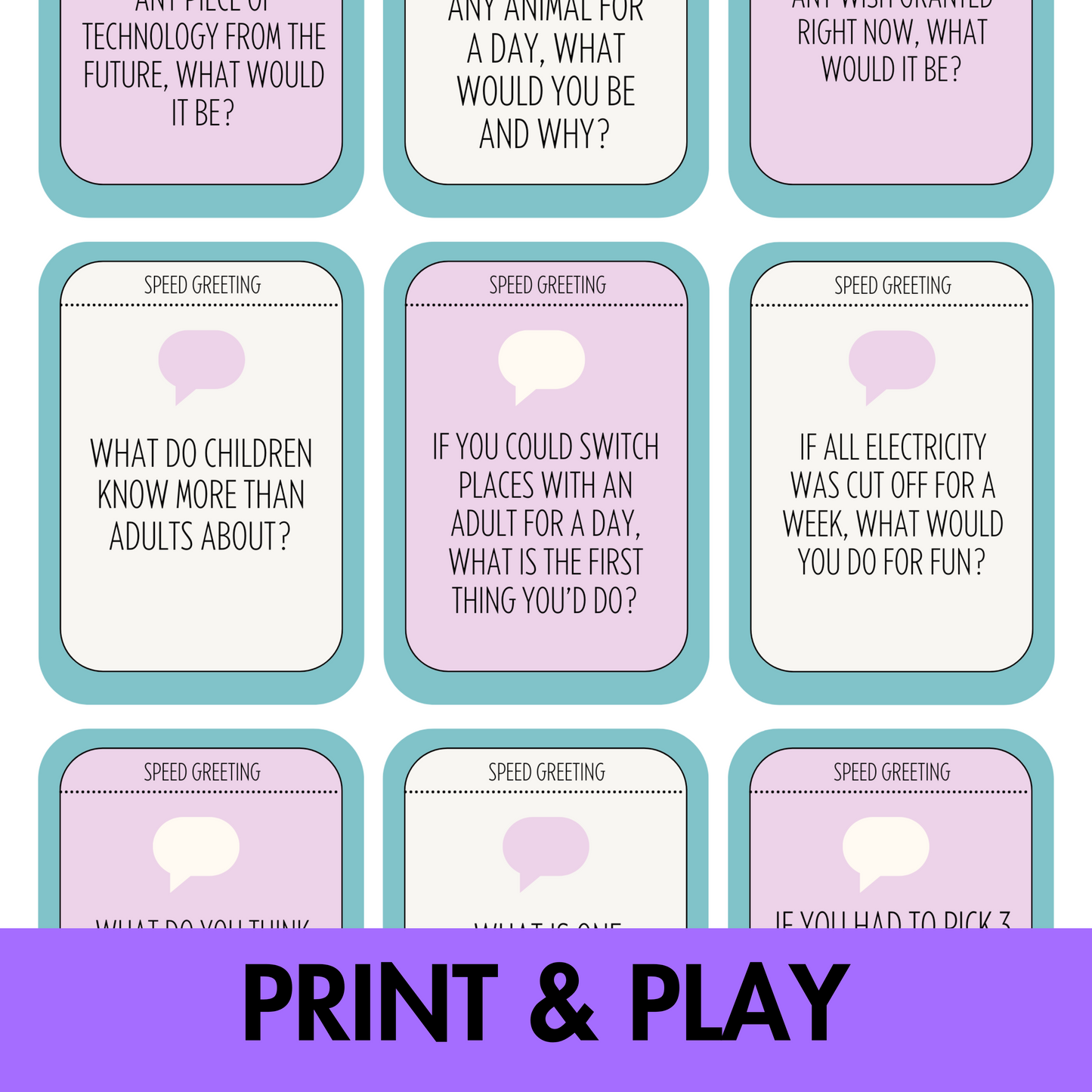 Speed Greetings Card Game: Back to School Icebreaker Activity and Brain Breaks