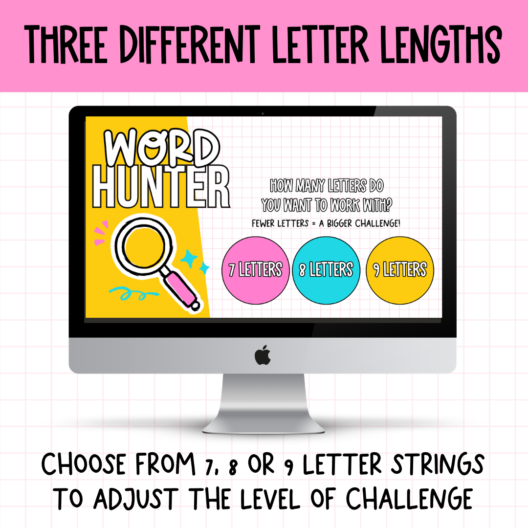 WORD HUNTER! 150 Slides for Morning Work, Brain Break Activity, Bell Ringers