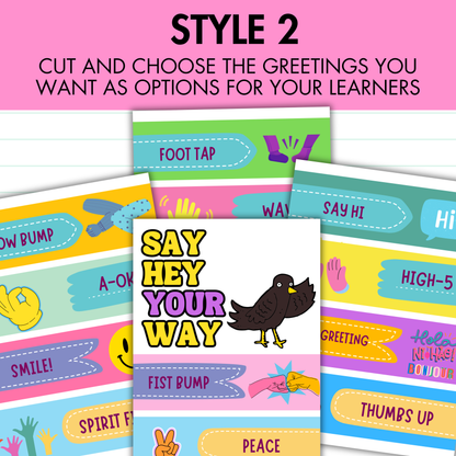 Morning Greetings Choice Posters - Classroom Greeting Signs Middle and High