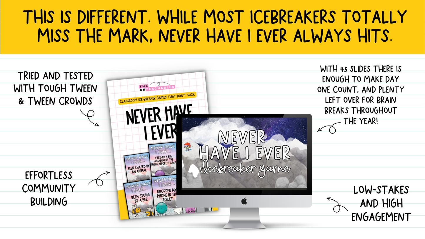 Never Have I Ever Card Game: Back to School Icebreaker Activity and Brain Breaks