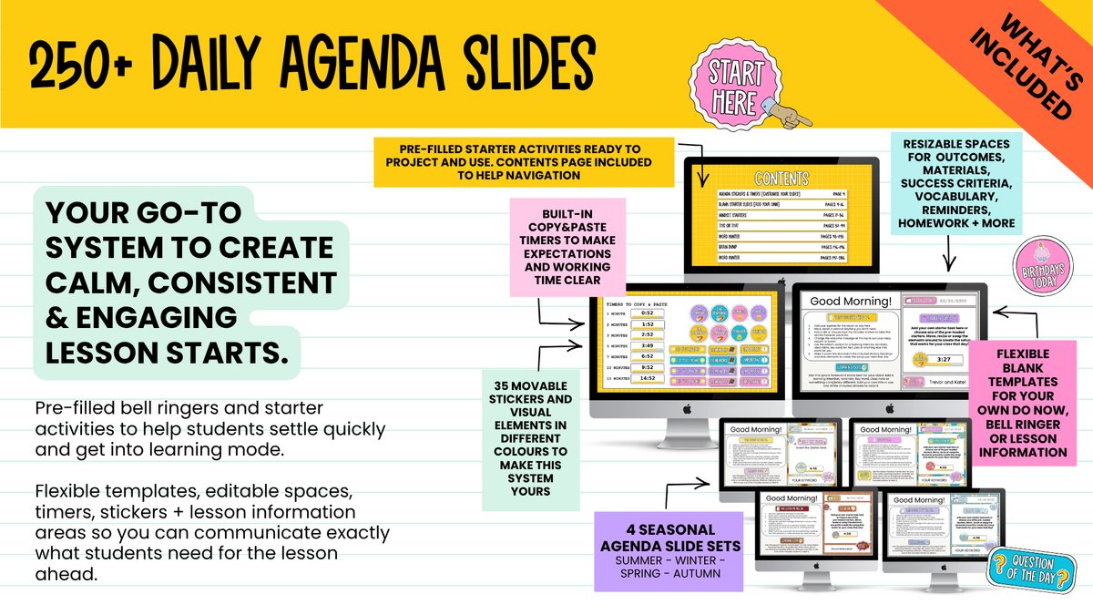 THE FIRST 5 BUNDLE! | Bell Ringers, Do Nows, Agenda Slides & Entry Routines