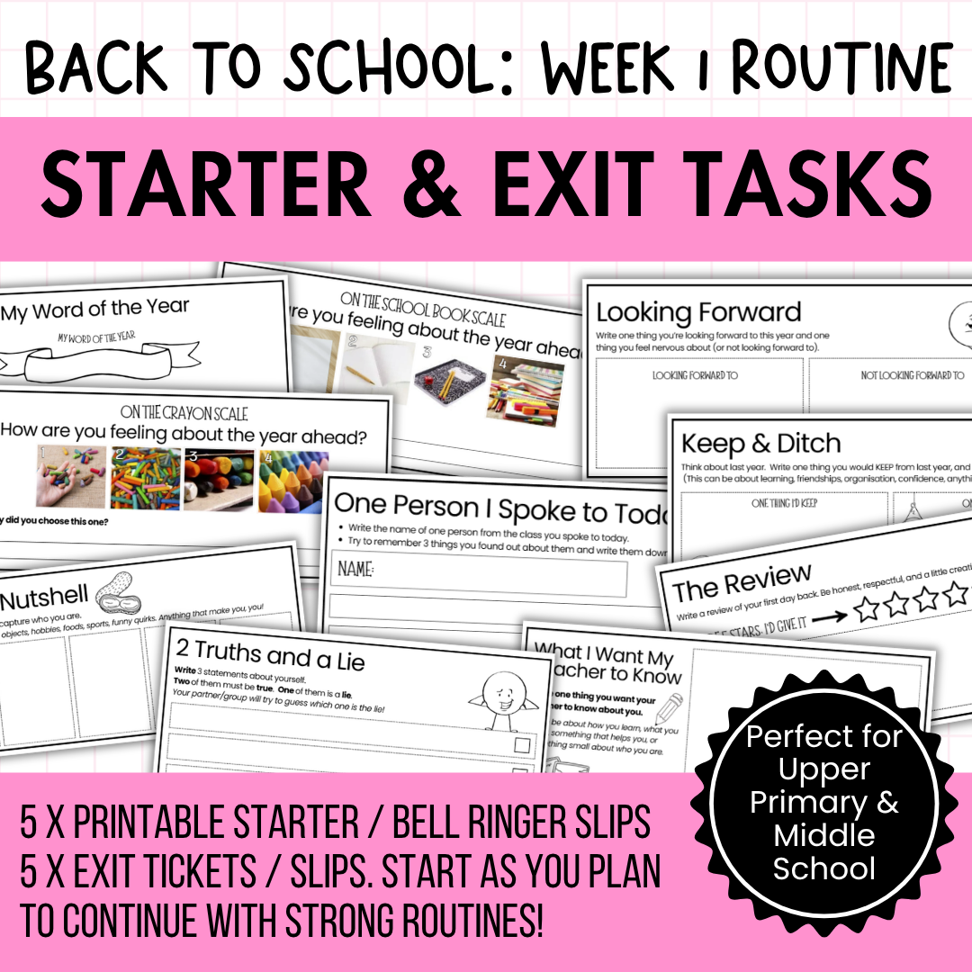 10 Engaging Starter & Exit Tasks for Week 1: A Must-Have Back to School Routine!