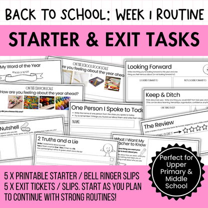 10 Engaging Starter & Exit Tasks for Week 1: A Must-Have Back to School Routine!