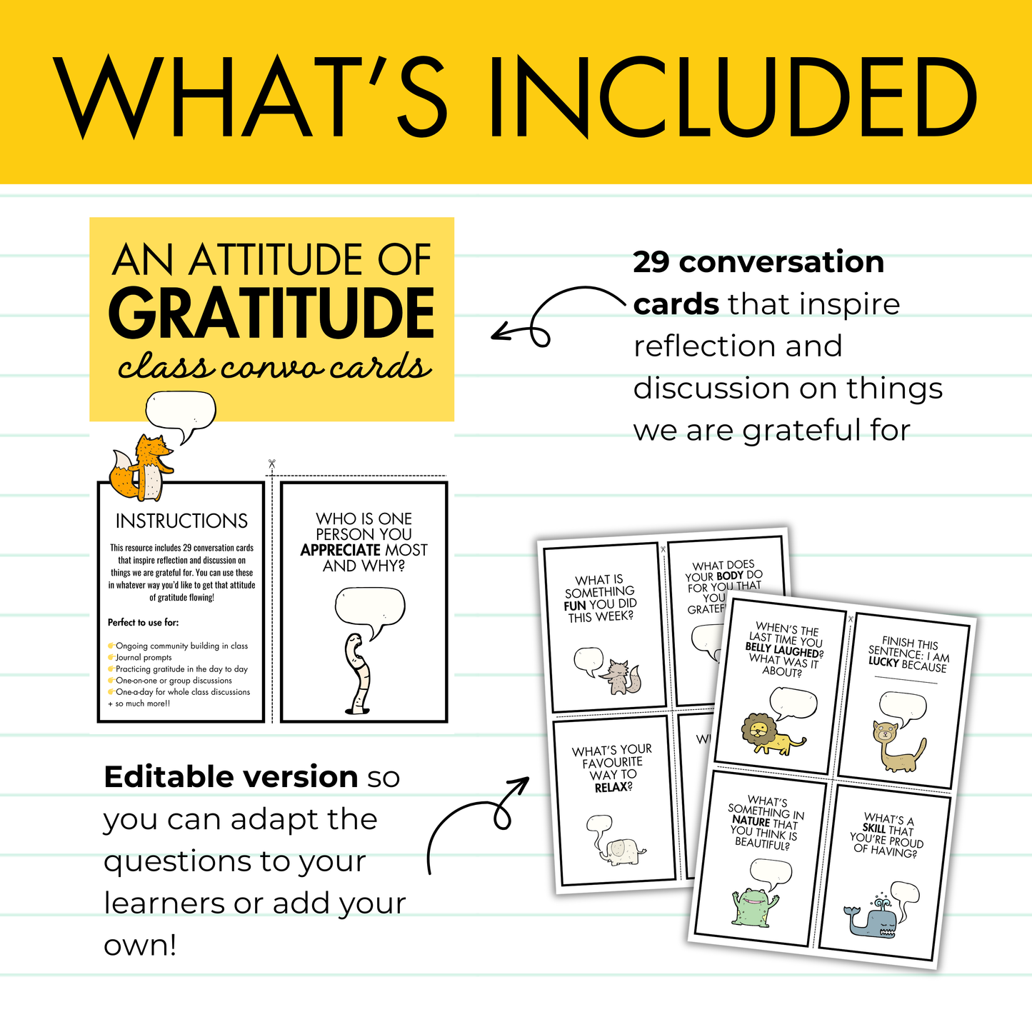 29 Gratitude Conversation Cards | Prompts & Activities For Middle & High School