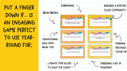 Put a Finger Down If… | Engaging Icebreaker or Brain Break Game for All Grades