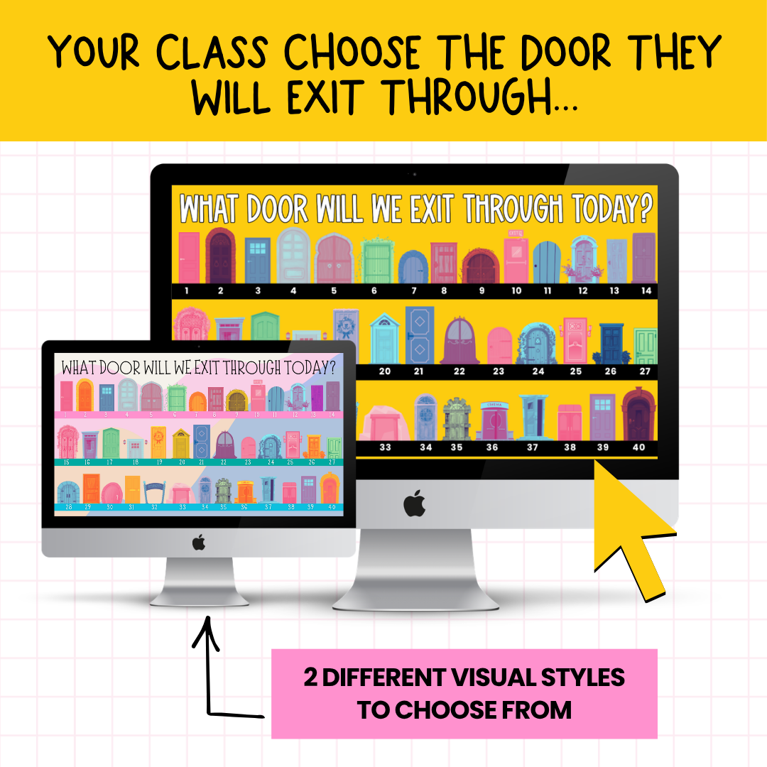 THE EXIT DOORS! 40 Exit Task / Ticket Activity Routine Slides | Grades 2-5