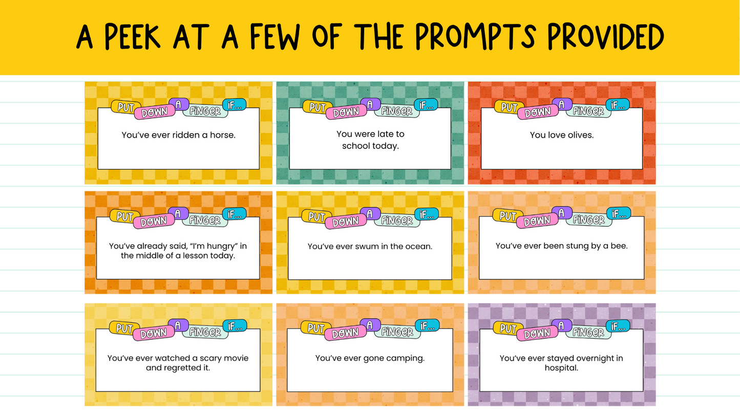 Put a Finger Down If… | Engaging Icebreaker or Brain Break Game for All Grades