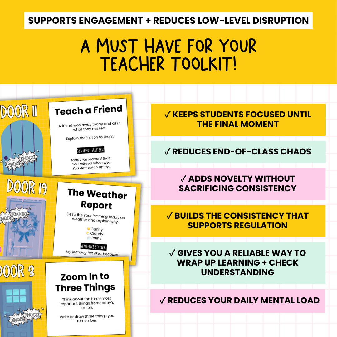 THE EXIT DOORS! 40 Exit Task / Ticket Activity Routine Slides | Grades 2-5