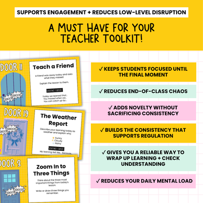 THE EXIT DOORS! 40 Exit Task / Ticket Activity Routine Slides | Grades 2-5