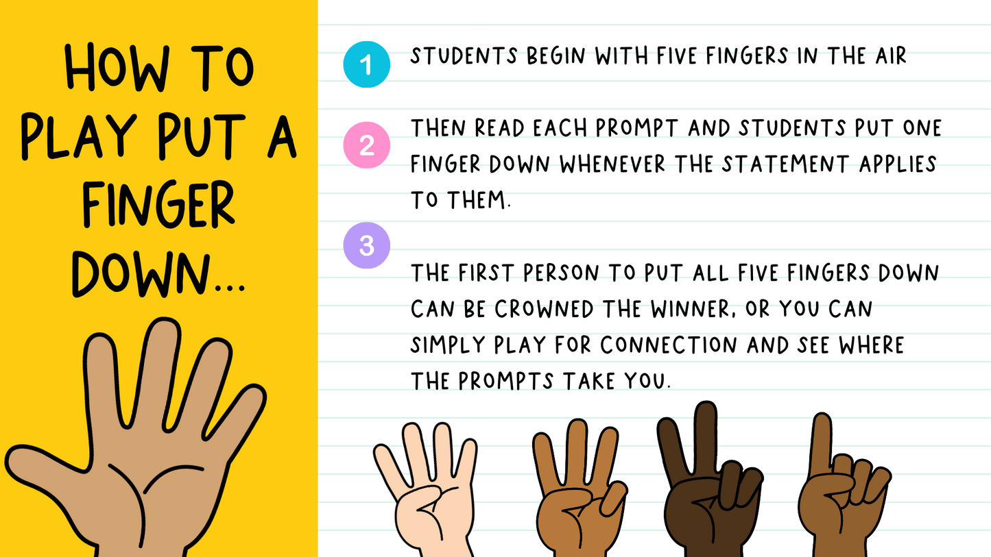Put a Finger Down If… | Engaging Icebreaker or Brain Break Game for All Grades