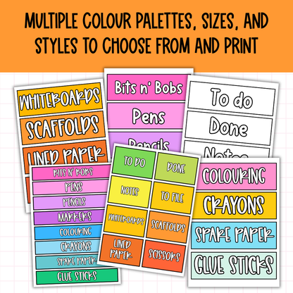 Tote Tray Organization Label Pack Multiple Styles & Colors [EDITABLE CANVA LINK]