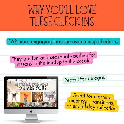 CHRISTMAS SEL VISUAL CHECK-INS • 14 Engaging & Funny Emotional Wellbeing Prompts