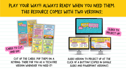 50 Brain Breaks at a Pinch | Engaging Zero-Prep Classroom Games Cards + Slides