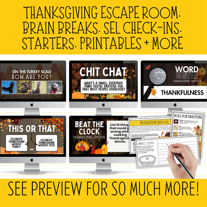 MEGA Thanksgiving Bundle | Escape Room, Bell Ringers, SEL + MORE | Middle & High