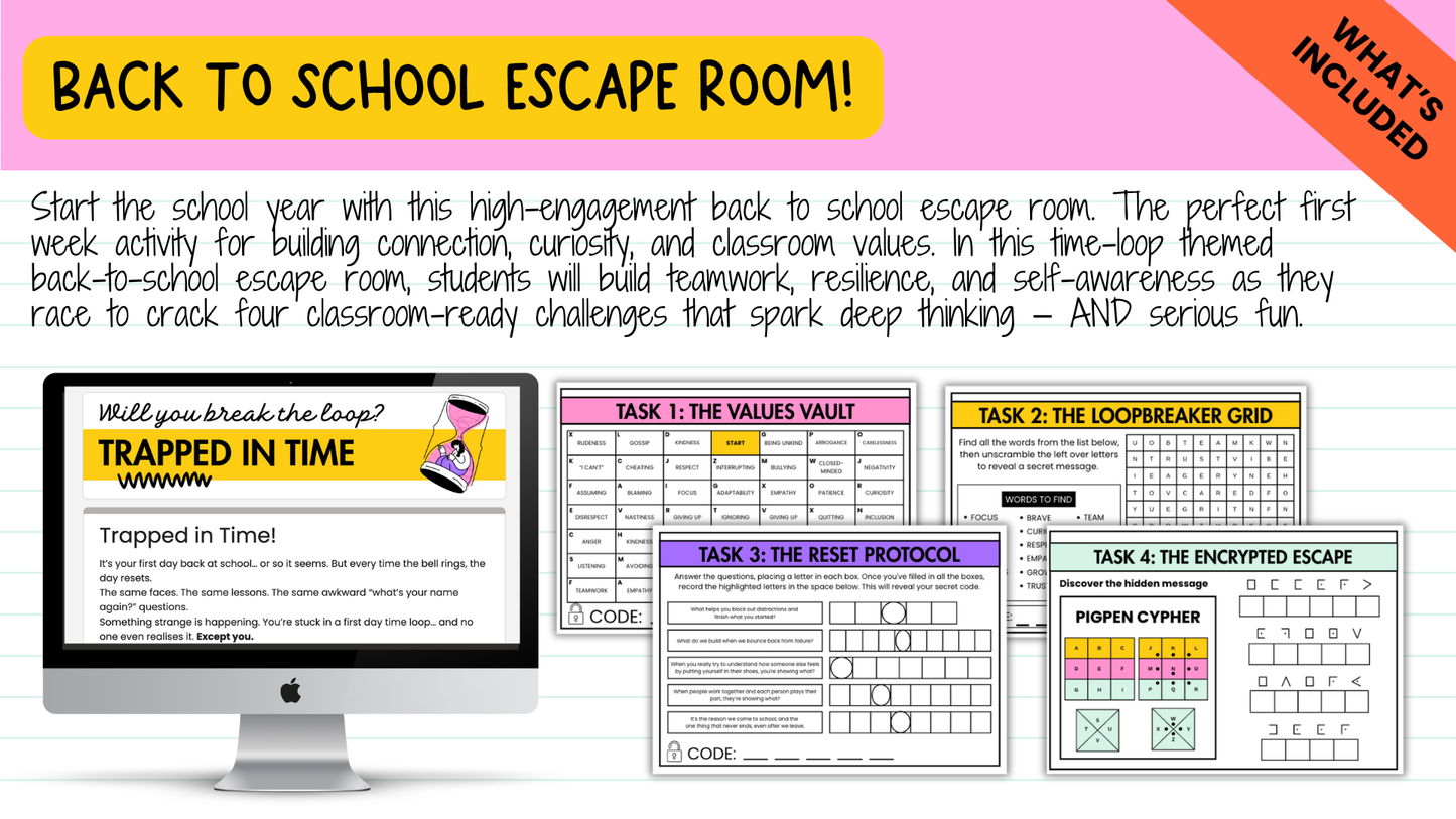 The COMPLETE Back to School Bundle! Icebreakers, Expectations, Escape Room +MORE | Upper Primary, Middle and High School