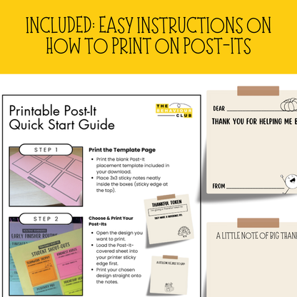 Thanksgiving Printable Post-Its: Print-and-Go for Gratitude, Bell Ringers + more