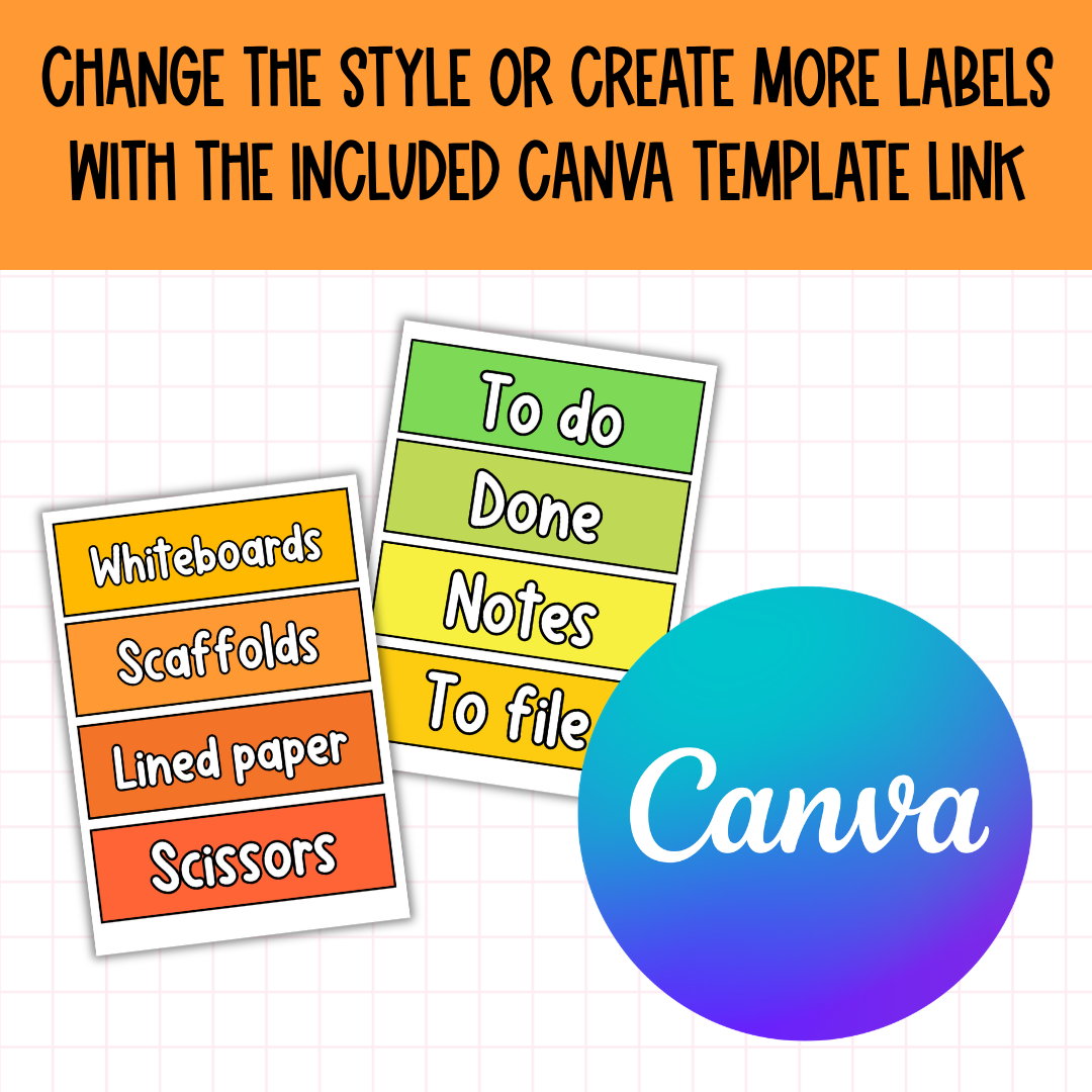 Tote Tray Organization Label Pack Multiple Styles & Colors [EDITABLE CANVA LINK]
