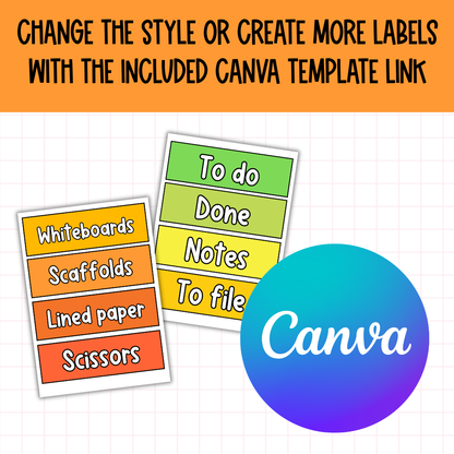 Tote Tray Organization Label Pack Multiple Styles & Colors [EDITABLE CANVA LINK]