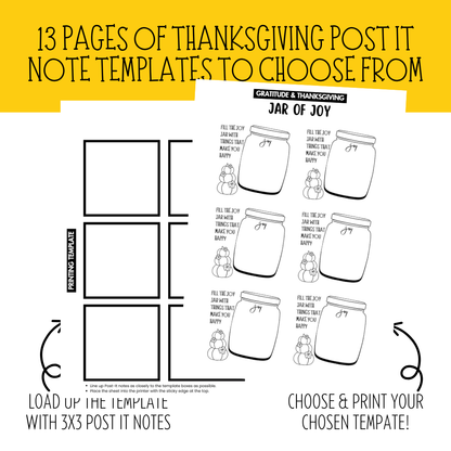 Thanksgiving Printable Post-Its: Print-and-Go for Gratitude, Bell Ringers + more