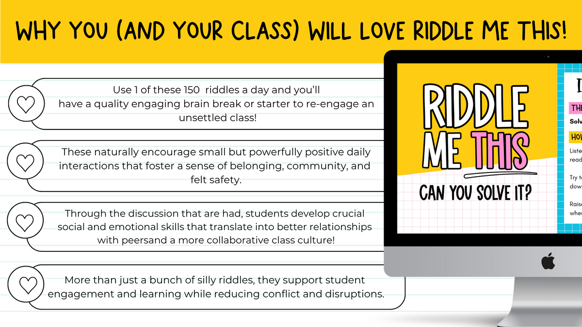 Riddle Me This! 150+ Brain Teasers | Brain Breaks, Bell Ringers | 3 Difficulty Levels!