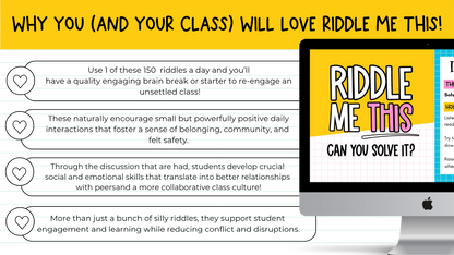 Riddle Me This! 150+ Brain Teasers | Brain Breaks, Bell Ringers | 3 Difficulty Levels!