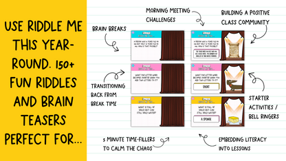 Riddle Me This! 150+ Brain Teasers | Brain Breaks, Bell Ringers | 3 Difficulty Levels!