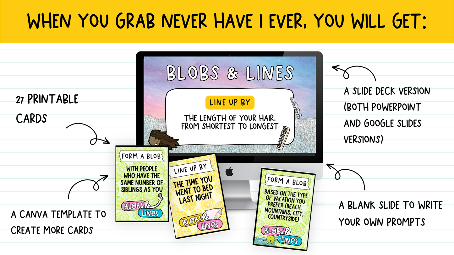 Blobs and Lines Card Game: Back to School Icebreaker Activity and Brain Breaks