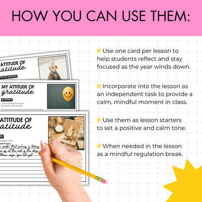 16 Gratitude Task Cards | No-Prep SEL Starter Activity for Middle & High School