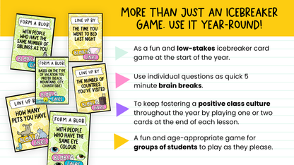 Blobs and Lines Card Game: Back to School Icebreaker Activity and Brain Breaks