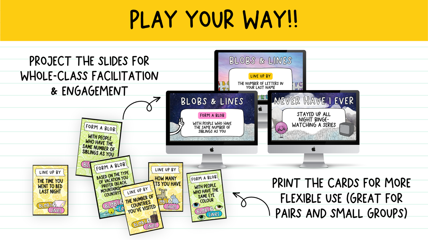 Blobs and Lines Card Game: Back to School Icebreaker Activity and Brain Breaks