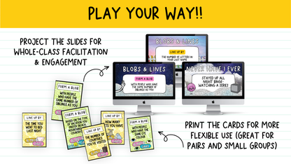 Blobs and Lines Card Game: Back to School Icebreaker Activity and Brain Breaks