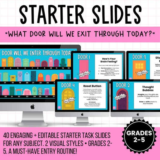 STARTER DOORS [Grades 2–5] 40 Editable Bell Ringer Tasks | No Prep Entry Routine